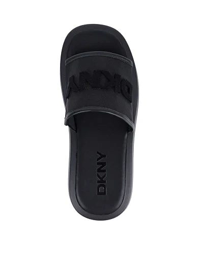 Женские шлепанцы DKNY кожаные черные - фото 6 - Miraton