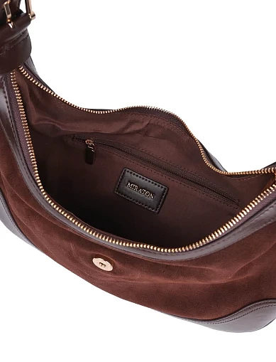 Женская сумка хобо MIRATON замшевая коричневая - фото 5 - Miraton