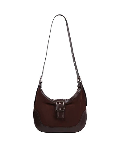 Женская сумка хобо MIRATON замшевая коричневая - фото 6 - Miraton