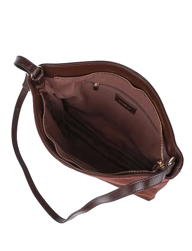 Жіноча сумка через плече MIRATON замшева коричнева(8672) - фото 5 - Miraton