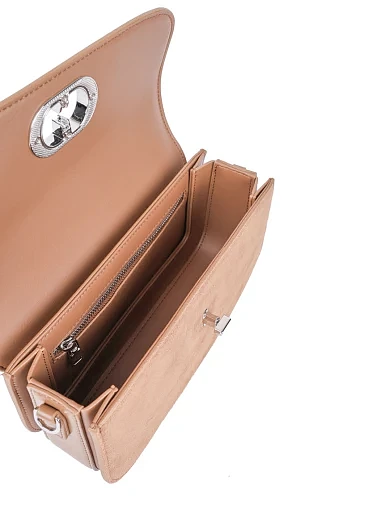 Женская сумка через плечо MIRATON кожаная бежевая - фото 6 - Miraton