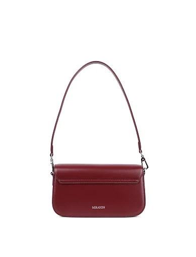 Женская сумка через плечо MIRATON кожаная бордовая - фото 3 - Miraton