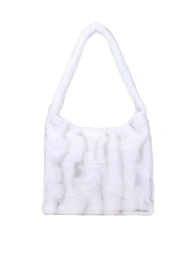 Женская сумка через плечо MIRATON из меха белая - фото 4 - Miraton
