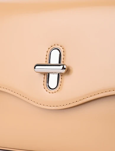 Женская сумка через плечо MIRATON кожаная бежевая - фото 5 - Miraton