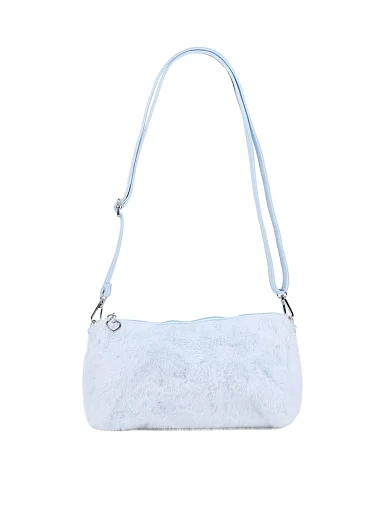 Женская сумка через плечо MIRATON из меха голубая - фото 6 - Miraton