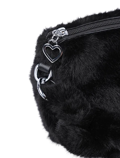 Женская сумка через плечо MIRATON из меха черная - фото 4 - Miraton