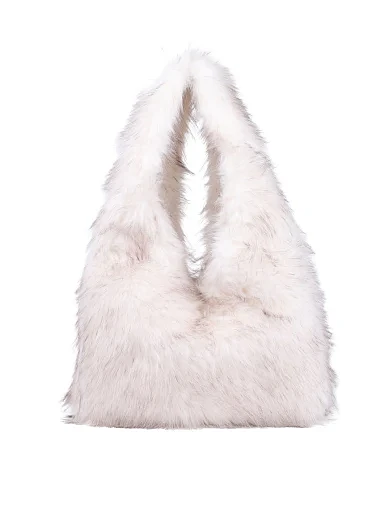 Женская сумка хобо MIRATON из меха белая - фото 1 - Miraton