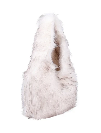 Женская сумка хобо MIRATON из меха белая - фото 2 - Miraton