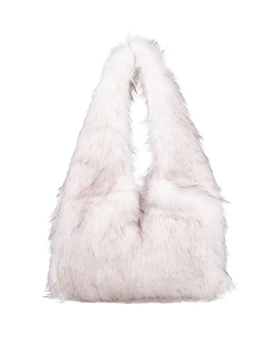 Женская сумка хобо MIRATON из меха белая - фото 3 - Miraton