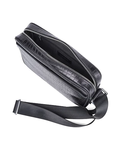 Чоловіча сумка крос-боді MIRATON шкіряна чорна (1019-3) - фото 5 - Miraton