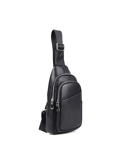 Чоловіча сумка слінг MIRATON шкіряна чорна (7107) - фото 2 - Miraton