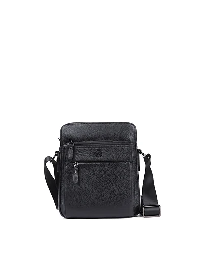 Чоловіча сумка месенджер MIRATON шкіряна чорна (3799-4) - фото 1 - Miraton