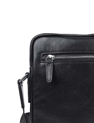 Чоловіча сумка месенджер MIRATON шкіряна чорна (7748-1) - фото 4 - Miraton