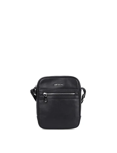 Чоловіча сумка месенджер MIRATON шкіряна чорна (88362-4) - фото 1 - Miraton