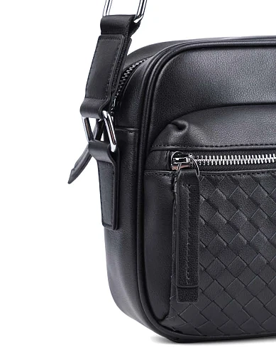 Чоловіча сумка месенджер MIRATON шкіряна чорна (8851) - фото 4 - Miraton