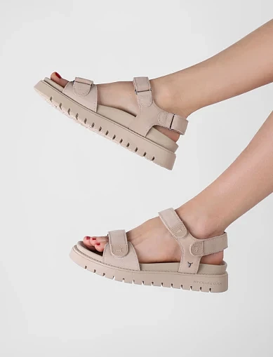 Женские сандалии WINDSOR SMITH MIDSUMMER велюровые бежевые - фото 1 - Miraton