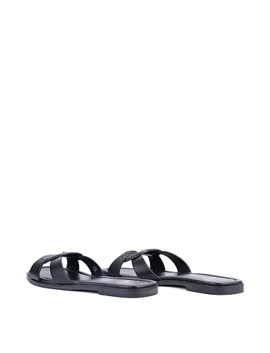 Жіночі шльопанці Love Moschino шкіряні чорні (JA28092G1M251JLIA0) - фото 4 - Miraton