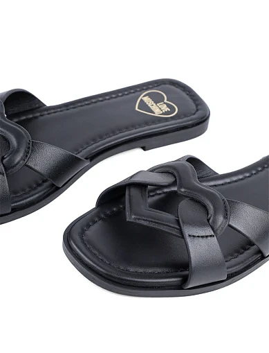 Жіночі шльопанці Love Moschino шкіряні чорні (JA28092G1M251JLIA0) - фото 5 - Miraton
