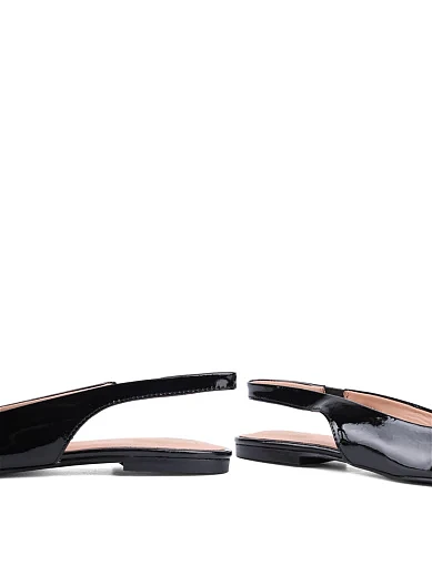 Женские балетки слингбеки Love Moschino лаковые черные - фото 2 - Miraton