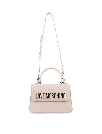 Женская сумка тоут Love Moschino из экокожи бежевая с логотипом - фото 5 - Miraton