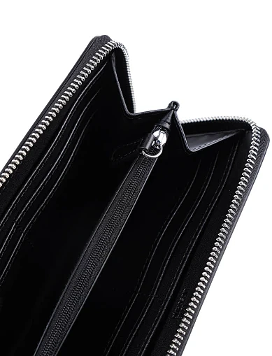 Женский кошелек из экокожи черный на молнии - фото 4 - Miraton