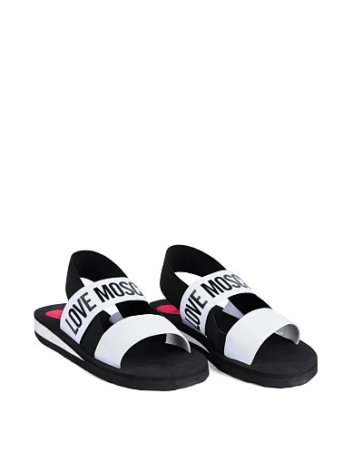 Женские сандалии Love Moschino тканевые белые - фото 3 - Miraton