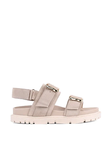 Женские сандалии Helena Soretti замшевые бежевые - фото 1 - Miraton