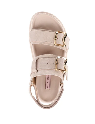 Женские сандалии Helena Soretti замшевые бежевые - фото 2 - Miraton