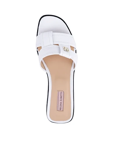 Женские шлепанцы Helena Soretti кожаные белые - фото 4 - Miraton