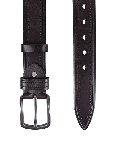 Ремень кожаный коричневый - фото 2 - Miraton