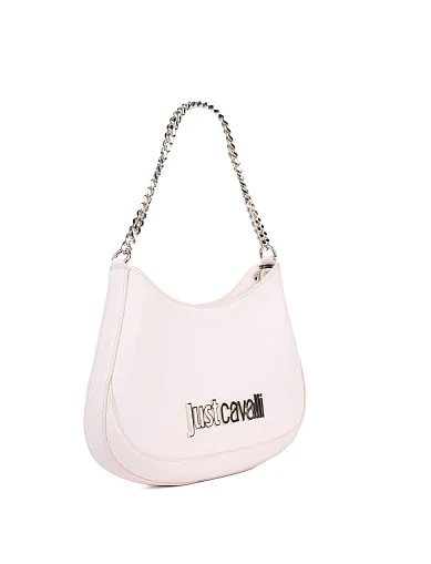 Женская сумка хобо Just Cavalli из экокожи молочного цвета - фото 3 - Miraton