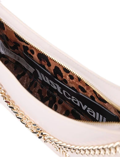 Женская сумка хобо Just Cavalli из экокожи молочного цвета - фото 6 - Miraton