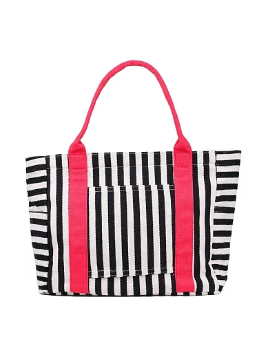 Женская сумка шоппер MIRATON тканевая черно-розовая - фото 1 - Miraton