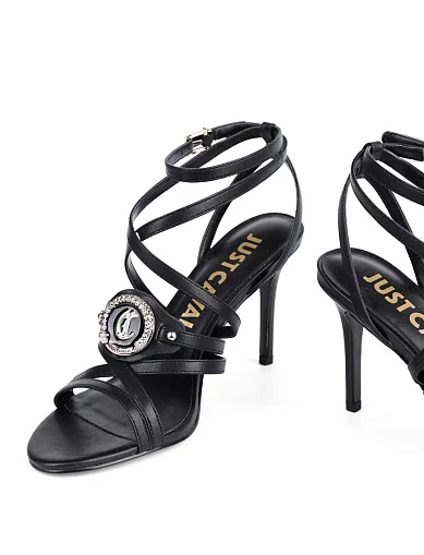 Жіночі босоніжки Just Cavalli з екошкіри чорні (78RA3S34 ZS984 899) - фото 2 - Miraton