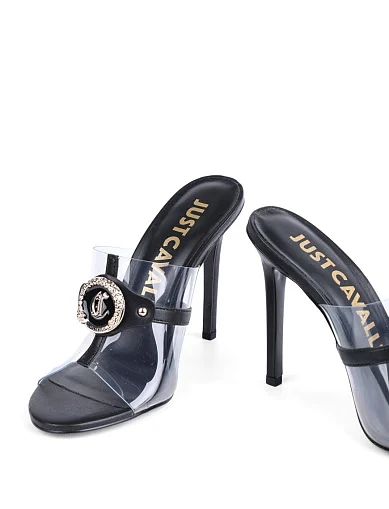 Женские сабо Just Cavalli лаковые черные женские - фото 2 - Miraton