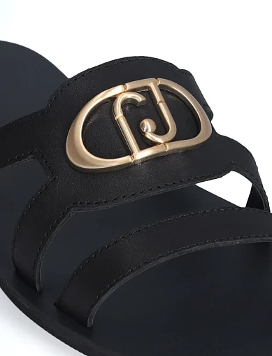 Жіночі шльопанці LIU JO шкіряні чорні (SA5083P010222222) - фото 6 - Miraton