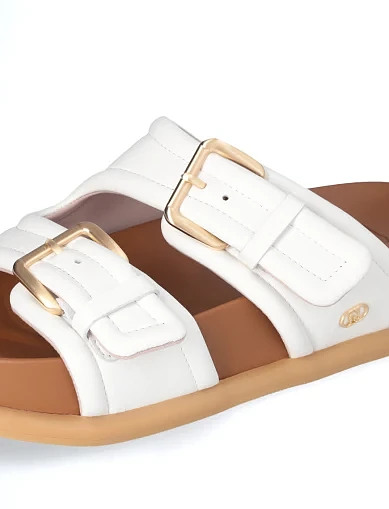 Женские шлепанцы LIU JO из экокожи белые - фото 5 - Miraton