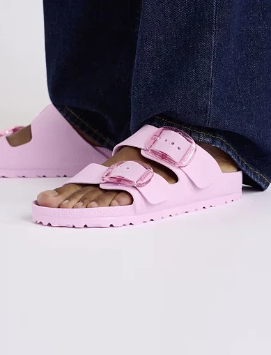 Женские шлепанцы BIRKENSTOCK Arizona Big Buckle Eva резиновые розовые - фото 7 - Miraton