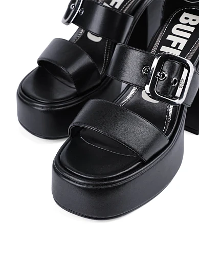 Женские босоножки Buffalo из экокожи черные - фото 5 - Miraton