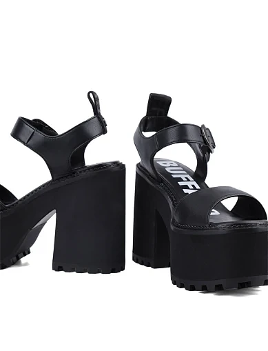 Женские босоножки Buffalo из экокожи черные - фото 2 - Miraton