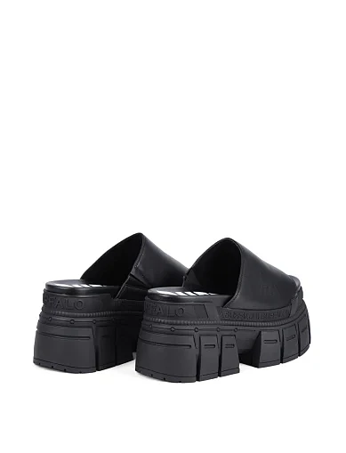 Женские шлепанцы Buffalo из экокожи черные - фото 4 - Miraton