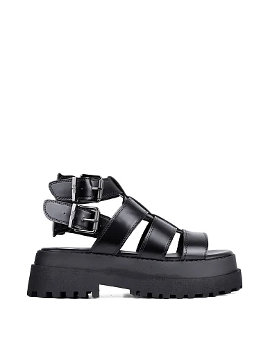 Женские сандалии Buffalo из экокожи черные - фото 1 - Miraton