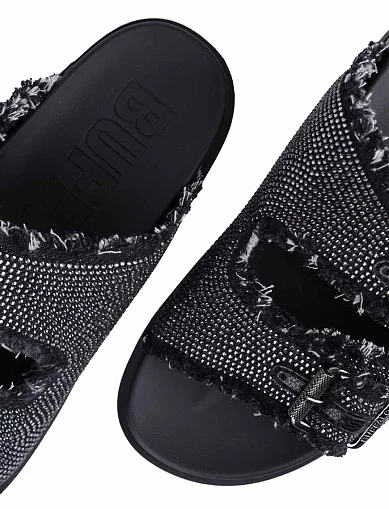 Женские шлепанцы Buffalo тканевые черные - фото 5 - Miraton