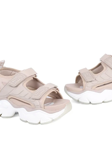 Женские сандалии Buffalo из экокожи бежевые - фото 2 - Miraton