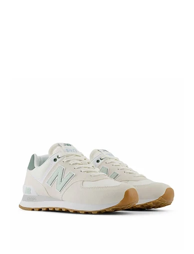 Женские кроссовки New Balance 574 замшевые белые - фото 2 - Miraton
