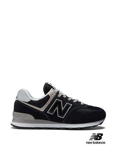 Чоловічі кросівки New Balance 574 замшеві чорні - фото 1 - Miraton