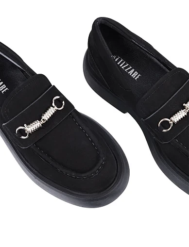 Женские туфли лоферы Attizzare велюровые черные - фото 5 - Miraton