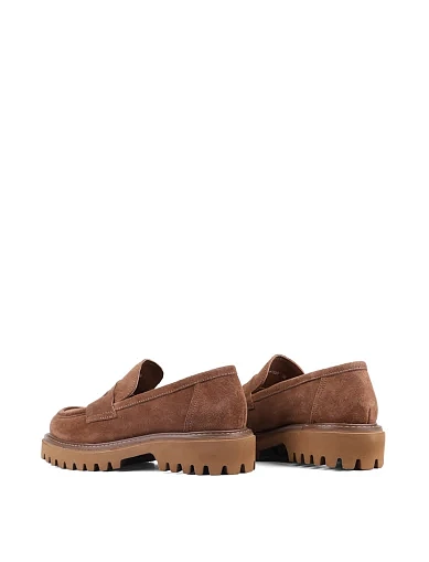 Женские туфли лоферы Attizzare велюровые бежевые - фото 4 - Miraton