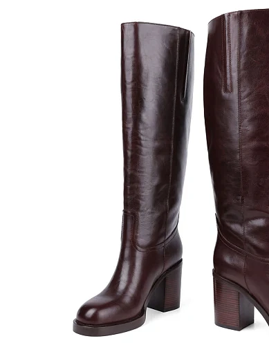 Женские сапоги MIRATON кожаные коричневые - фото 2 - Miraton