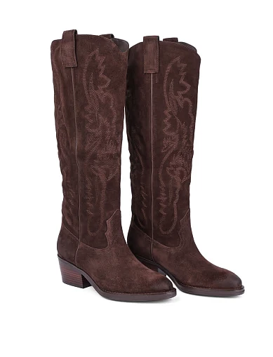 Жіночі чоботи Attizzare велюрові коричневі(WS7316-31612-N781KF) - фото 3 - Miraton